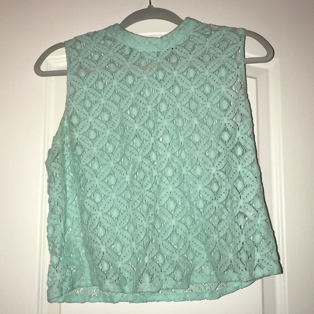 Forever 21 blue lace see through top